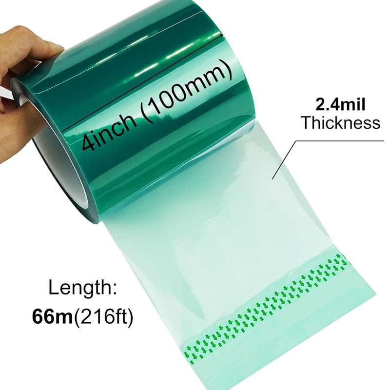CHUANGSEED Heat Resistance Tape 4'' x 66m（216FT） for Resin Molds, Powder Coating, Circuit Borads, Adhesive Residue-Free High Temp Masking Tape Epoxy Release - Image 2